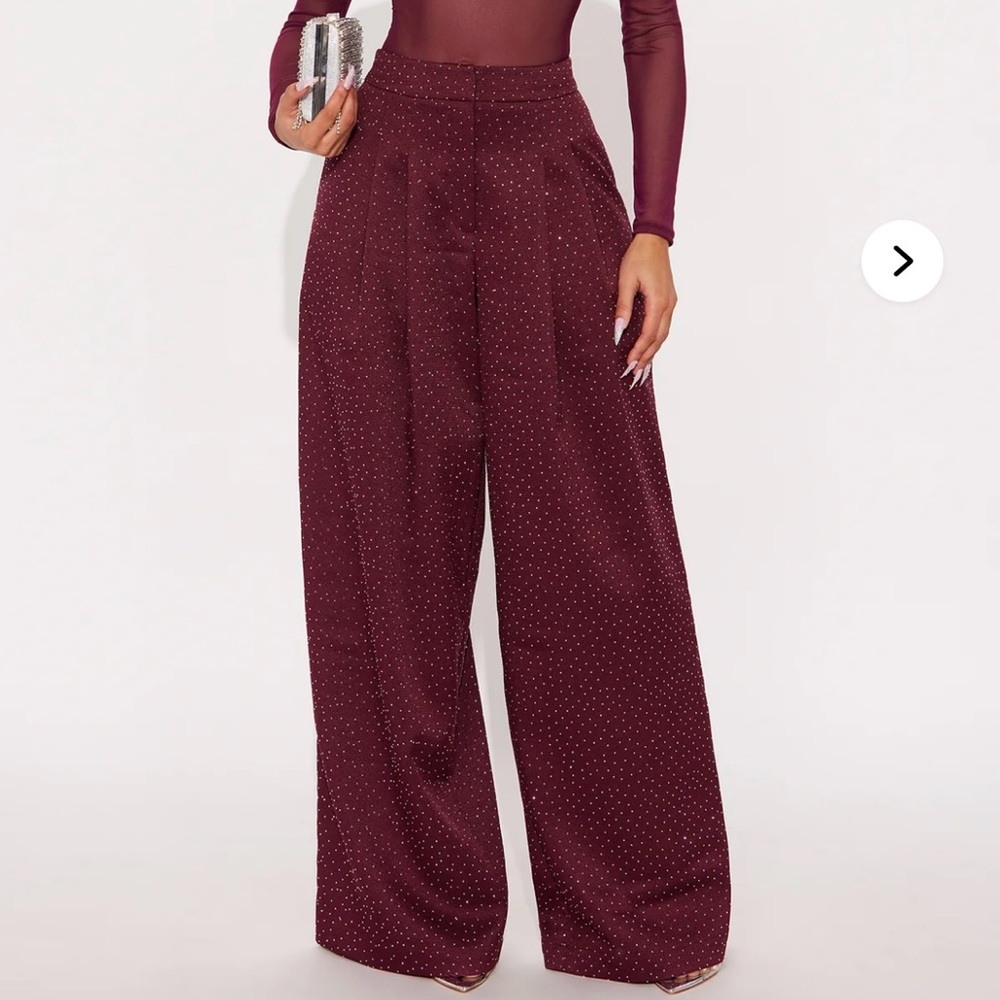 *NEW* Elegant Burgundy Wide-Leg Pants